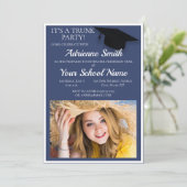 Navy Blue White Trunk College Foto Kaart (Staand voorkant)