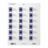 Navy Blue White Uneven Stripes Navy Monogram Label (Full Sheet)