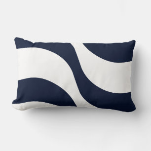 Navy Blue White wave stripe modern Kussen