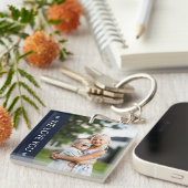 Navy Blue & White We houden van je foto-Sleutelhan Sleutelhanger (Voorkant Rechts)