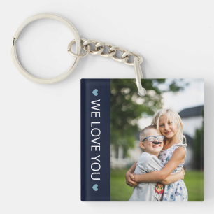Navy Blue & White We houden van je foto-Sleutelhan Sleutelhanger