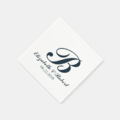 Navy Blue White Wedding Monogram Napkins Servet (Hoek)