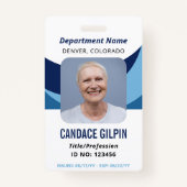 Navy Blue White werknemer foto ID Badge (Voorkant)