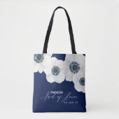 Navy Blue & White Windflower Maid of Honor Tote Bag (Voorkant)