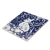 Navy Blue White Winter Fox Woodland Animal Trivet Tegeltje (Zijkant)