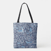 Navy Blue & White Woodland Animal Fox Rabbit Delft Tote Bag (Achterkant)