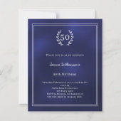 Navy blue white wreath elegant birthday invitation (Voorkant)