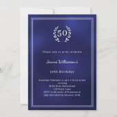 Navy blue white wreath minimalist birthday kaart (Voorkant)
