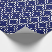 Navy Blue White XL Moroccan Quatrefoil #7DS Cadeaupapier (Hoek)