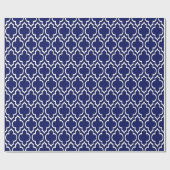 Navy Blue White XL Moroccan Quatrefoil #7DS Cadeaupapier (Vlak)