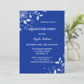 Navy Blue White Your Photo Afstuderen Invitation Kaart (Staand voorkant)