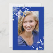 Navy Blue White Your Photo Afstuderen Invitation Kaart (Achterkant)