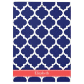 Navy Blue WhMarokkaans #5 Coral Red Name Monogram Klembord (Achterkant)