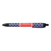 Navy Blue WhMarokkaans #5 Coral Red Name Monogram Zwarte Inkt Pen (Bodem)