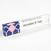 Navy Blue WhMoroccan #5 Roze 3 Initiaal monogram Naambordje