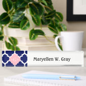Navy Blue WhMoroccan #5 Roze 3 Initiaal monogram Naambordje