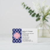 Navy Blue WhMoroccan #5 Roze 3 Initiaal monogram Visitekaartje (Staand voorkant)