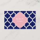 Navy Blue WhMoroccan #5 Roze 3 Initiaal monogram Visitekaartje (Achterkant)
