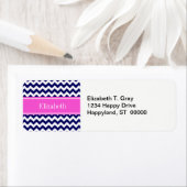 Navy Blue Wht Chevron Hot Pink Naam Monogram Etiket (Insitu)