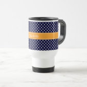 Navy Blue Wht Polka Dots Cantaloupe Name Monogram Reisbeker (Voorkant rechts)