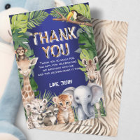 Navy Blue Wild Een Oerwoud Dieren 1e Verjaardag