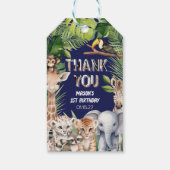 Navy Blue Wild Een Oerwoud Dieren Verjaardagsgunst Cadeaulabel (Achterkant)