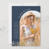 Navy Blue Wildflower Afstudeerfeest Arch Foto Kaart (Voorkant)