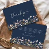 Navy Blue Wildflower Baby in Bloom Baby shower Bedankkaart