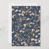 Navy Blue Wildflower Baby in Bloom Baby shower Kaart (Achterkant)