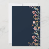 Navy Blue Wildflower Baby shower Uitnodiging (Achterkant)