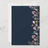 Navy Blue Wildflower bewaart de datumkaarten Save The Date (Achterkant)