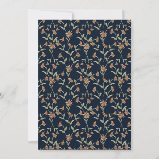 Navy Blue Wildflower bewaart de datumkaarten Save The Date (Achterkant)