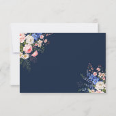 Navy Blue Wildflower Bloemen Huwelijk RSVP Kaartje (Achterkant)