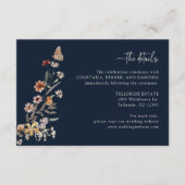 Navy Blue Wildflower Boho Enclosure Kaart (Voorkant)