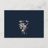 Navy Blue Wildflower Boho Enclosure Kaart (Achterkant)