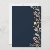 Navy Blue Wildflower Bridal Shower Uitnodiging (Achterkant)