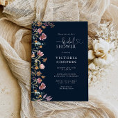 Navy Blue Wildflower Bridal Shower Uitnodiging