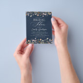 Navy Blue Wildflower Bridal Shower Uitnodiging Flyer (Hand)