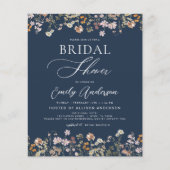 Navy Blue Wildflower Bridal Shower Uitnodiging Flyer (Voorkant)