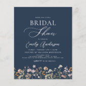 Navy Blue Wildflower Bridal Shower Uitnodiging Flyer (Voorkant)