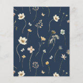 Navy Blue Wildflower Bridal Shower Uitnodiging Flyer (Achterkant)