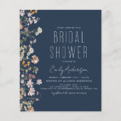 Navy Blue Wildflower Bridal Shower Uitnodiging Flyer (Voorkant)