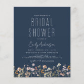 Navy Blue Wildflower Bridal Shower Uitnodiging Flyer (Voorkant)