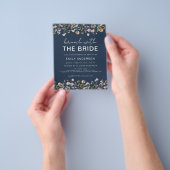 Navy Blue Wildflower Bruids Brunch Uitnodigingen Flyer (Hand)