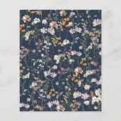 Navy Blue Wildflower Bruids Brunch Uitnodigingen Flyer (Achterkant)
