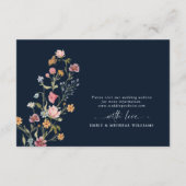 Navy Blue Wildflower Bruiloft Behuizing Kaart (Achterkant)