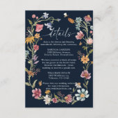 Navy Blue Wildflower Bruiloft Behuizing Kaart (Voorkant)