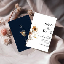 Navy Blue Wildflower bruiloft Save the Date