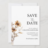 Navy Blue Wildflower bruiloft Save the Date Kaart (Voorkant)
