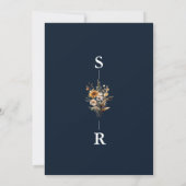 Navy Blue Wildflower bruiloft Save the Date Kaart (Achterkant)